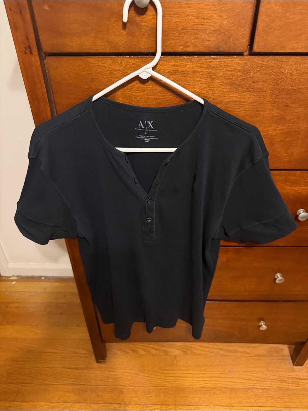 A/X Armani Exchange Black Short-Sleeve Henley Tee